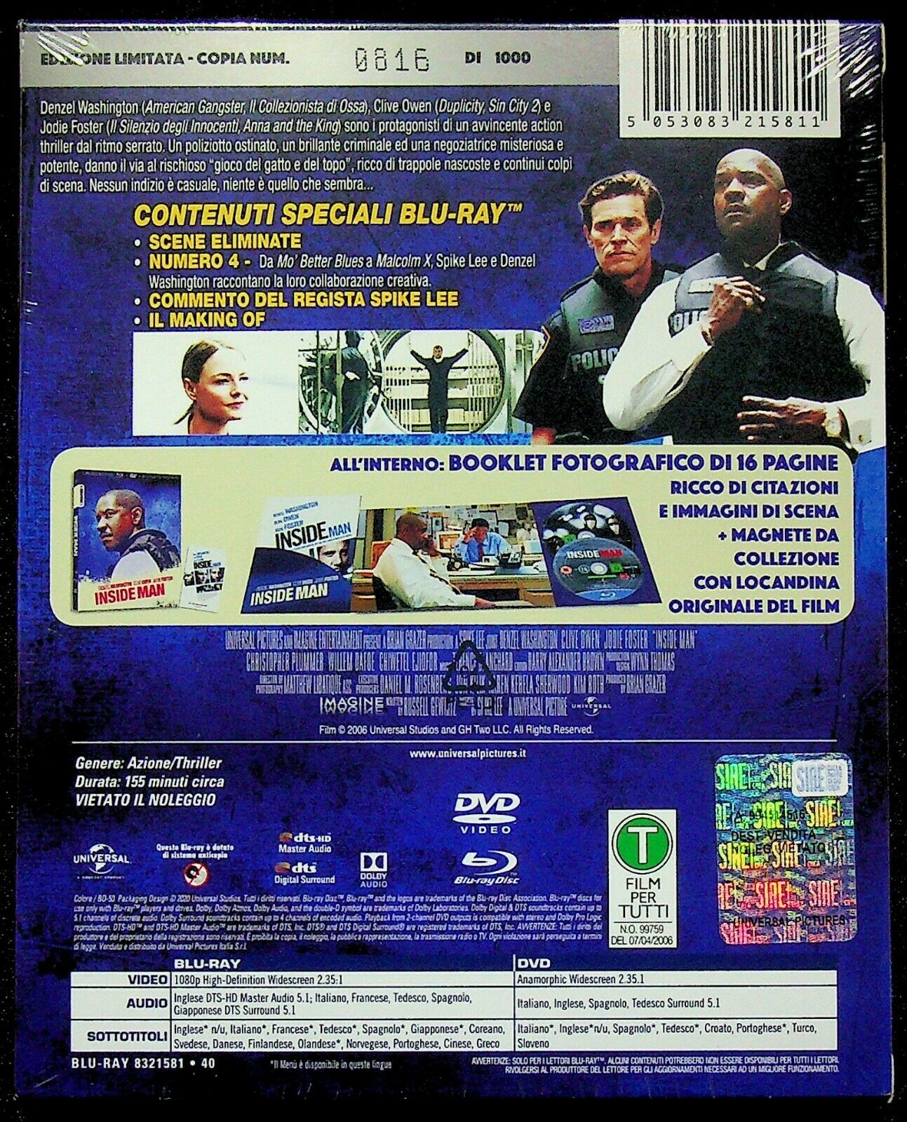 EBOND Inside Man Limited (i Numeri 1) DVD + Booklet + BLURAY BLURAY BLURAY DS008030