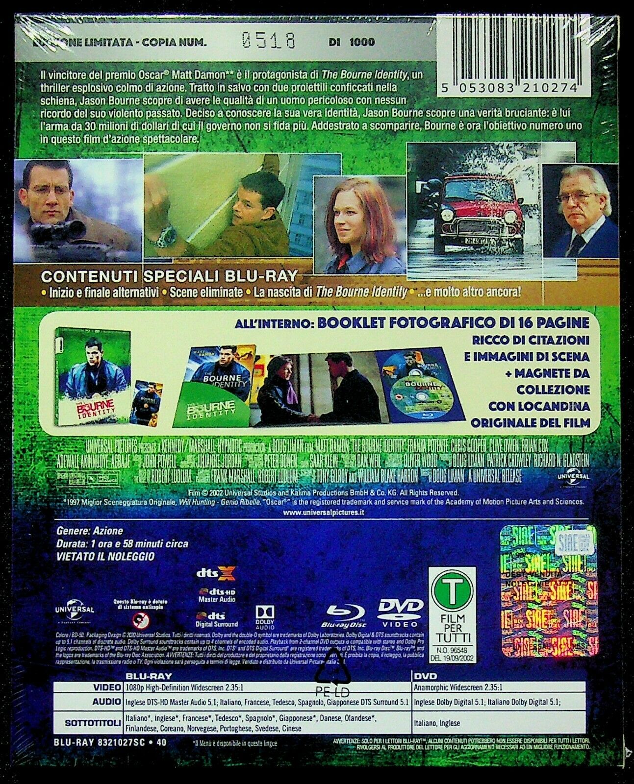 EBOND The Bourne Identity Limited (i Numeri 1) DVD + Booklet + BLURAY BLURAY BLURAY DS008031