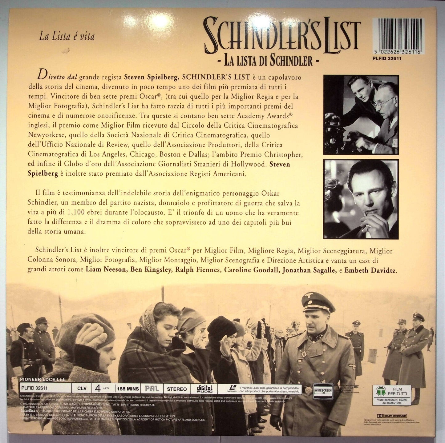 EBOND Schindler's List - Laser Disc Pal