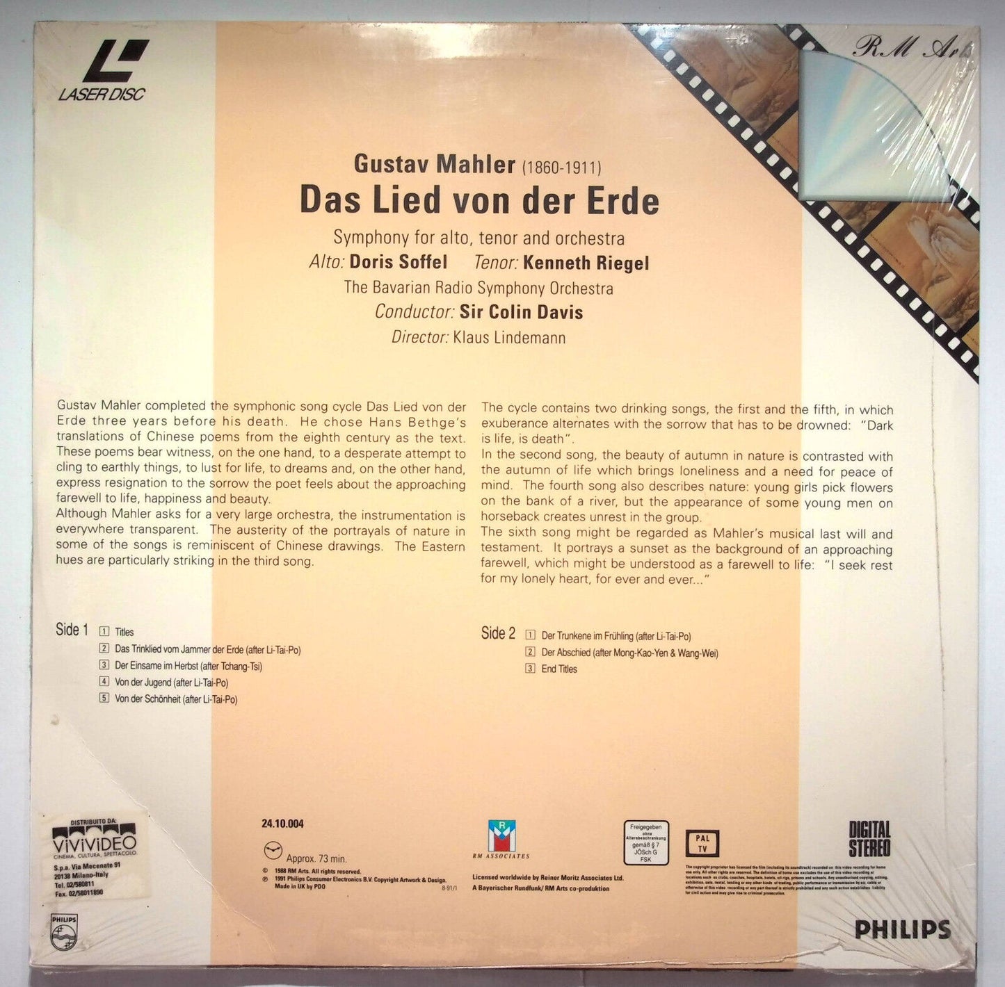 EBOND Gustav Mahler Das Lied Von Der Erde - Sir Colin Davis - Laser Disc Pal