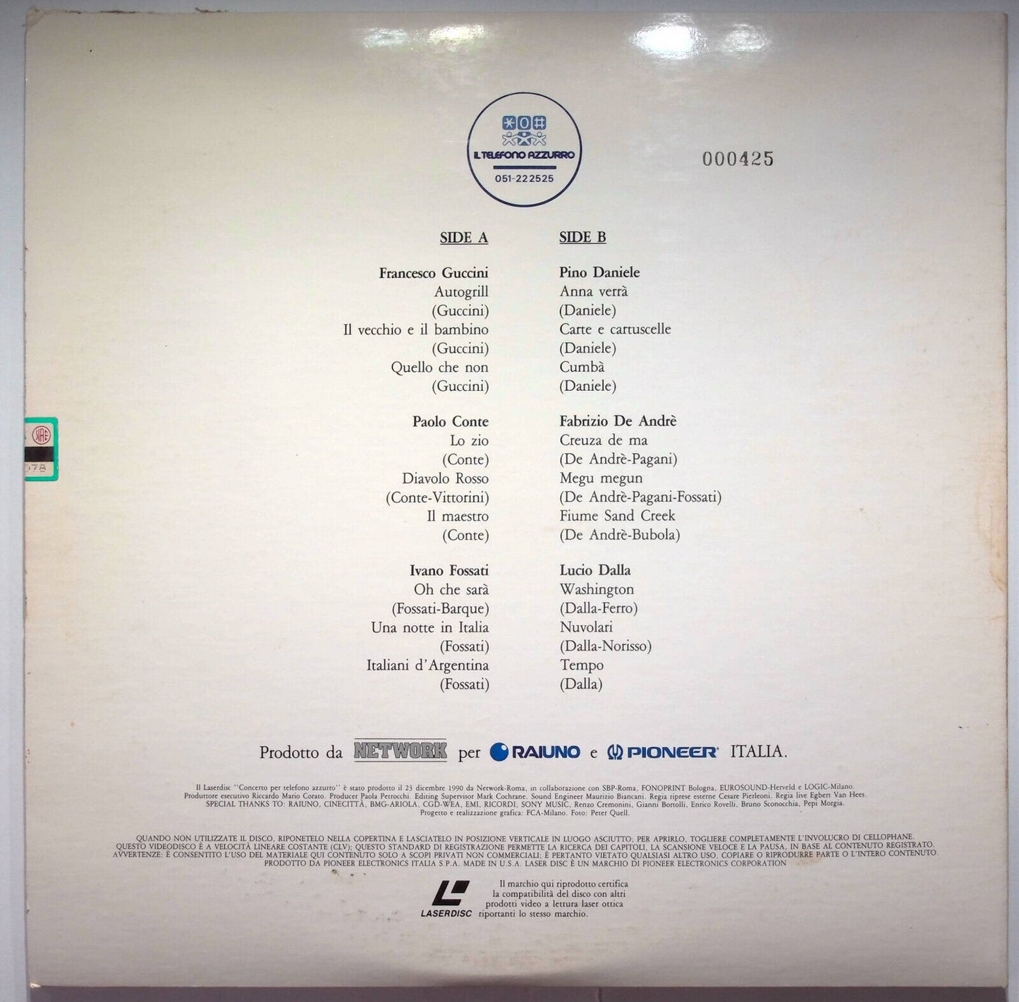 EBOND Concerto Per Telefono Azzurro - Laser Disc Pal