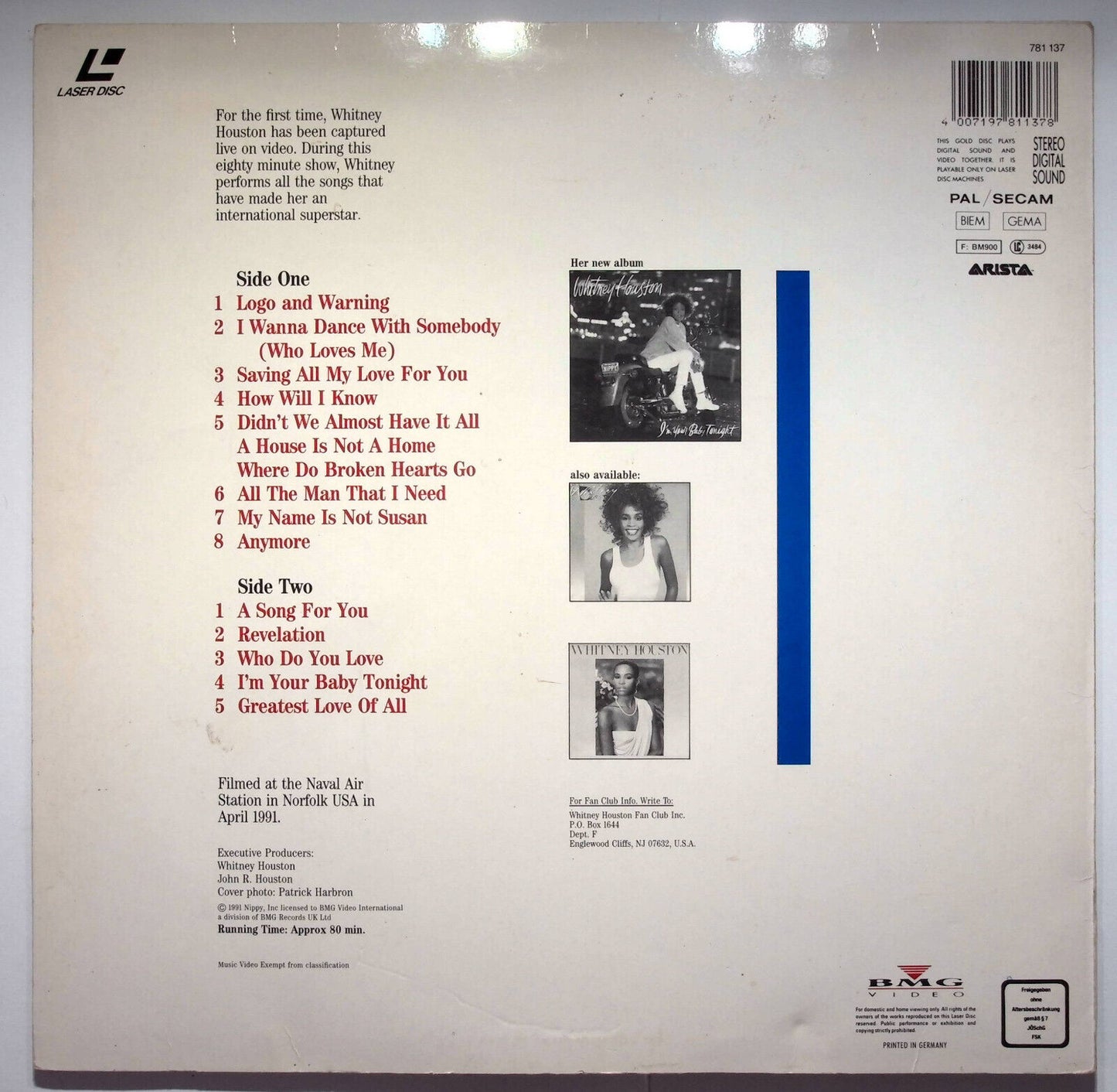 EBOND Whitney Houston Live Concert - Laser Disc Pal