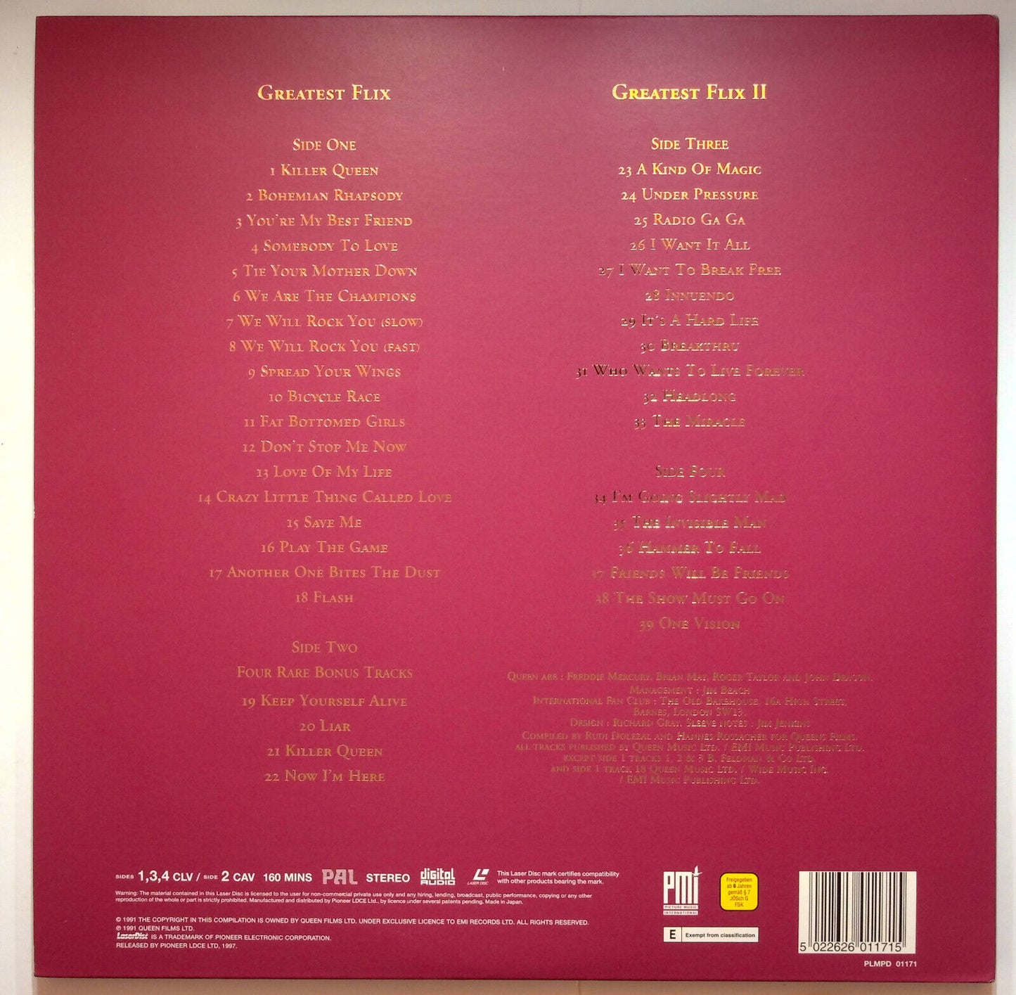 EBOND Queen Greatest Flix I & Ii - Laser Disc Pal