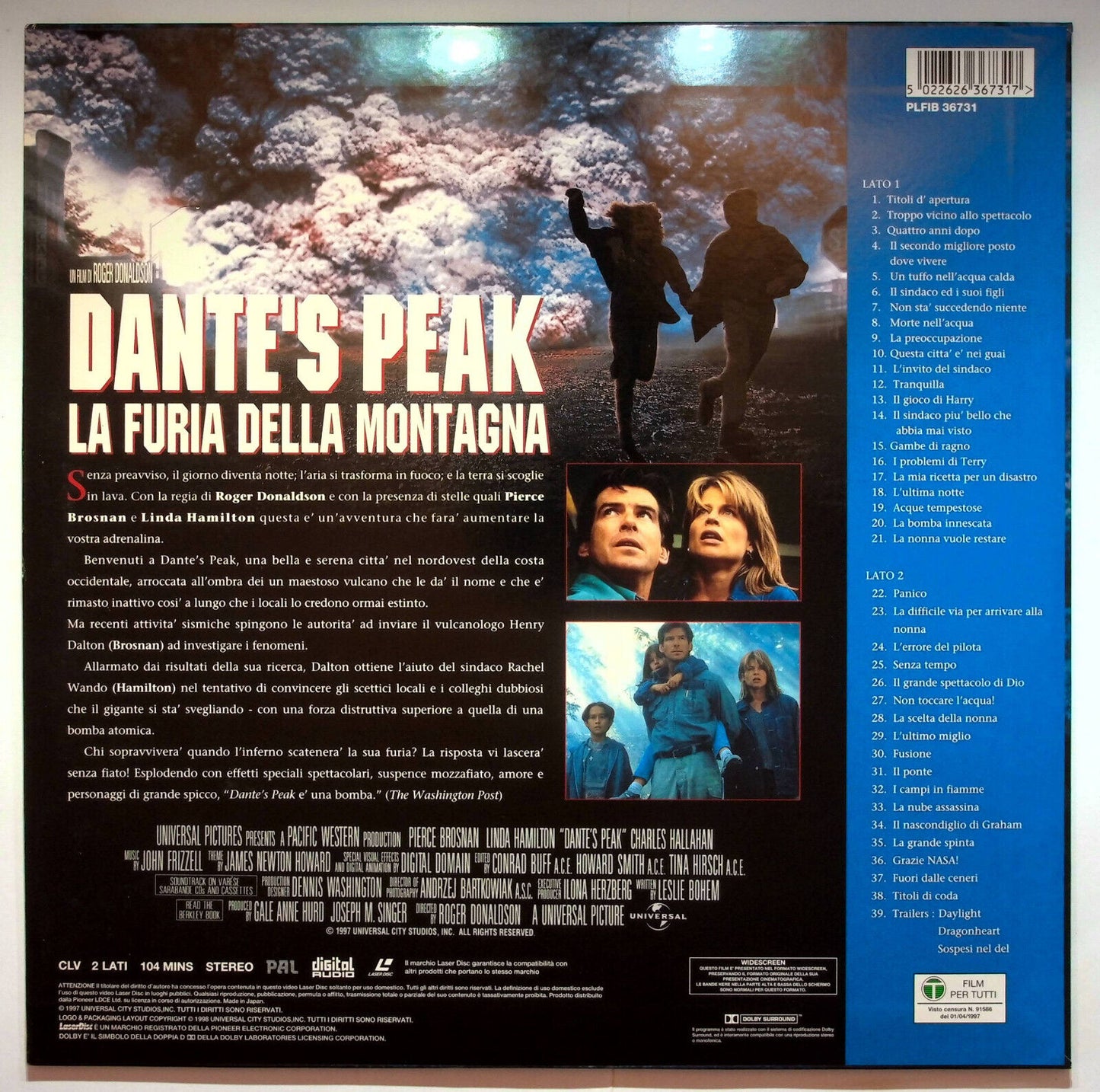 EBOND Dante's Peak La Furia Della Montagna - Laser Disc Pal
