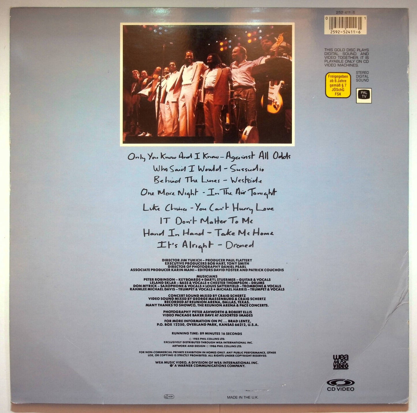 EBOND Phil Collins - No Ticket Required - Laser Disc CD Video Pal