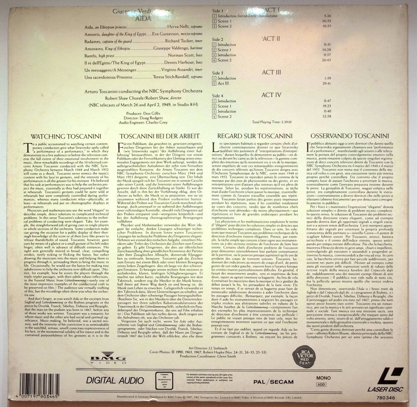 EBOND Giuseppe Verdi Aida - Nbc Symphony Orchestra A. Toscanini - Laser Disc Pal