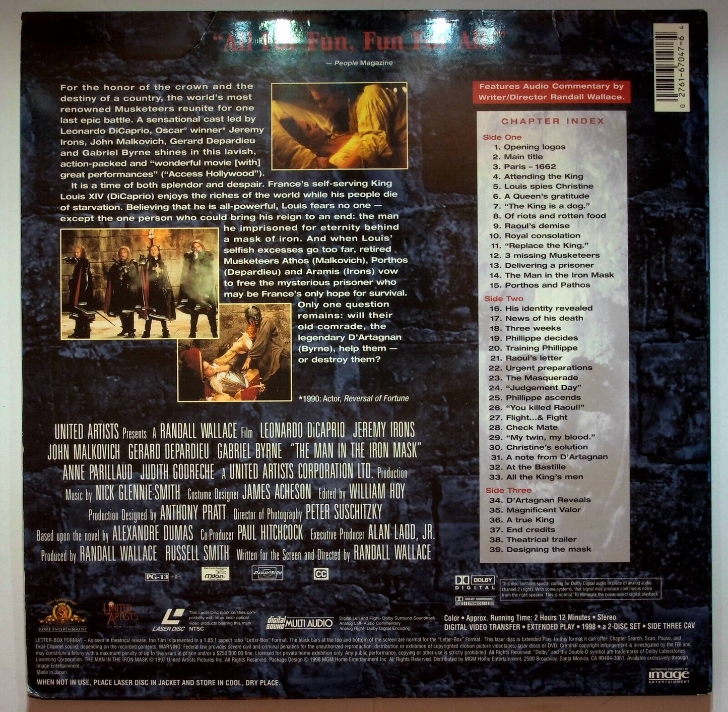 EBOND The Man In The Iron Mask - Laser Disc Ntsc