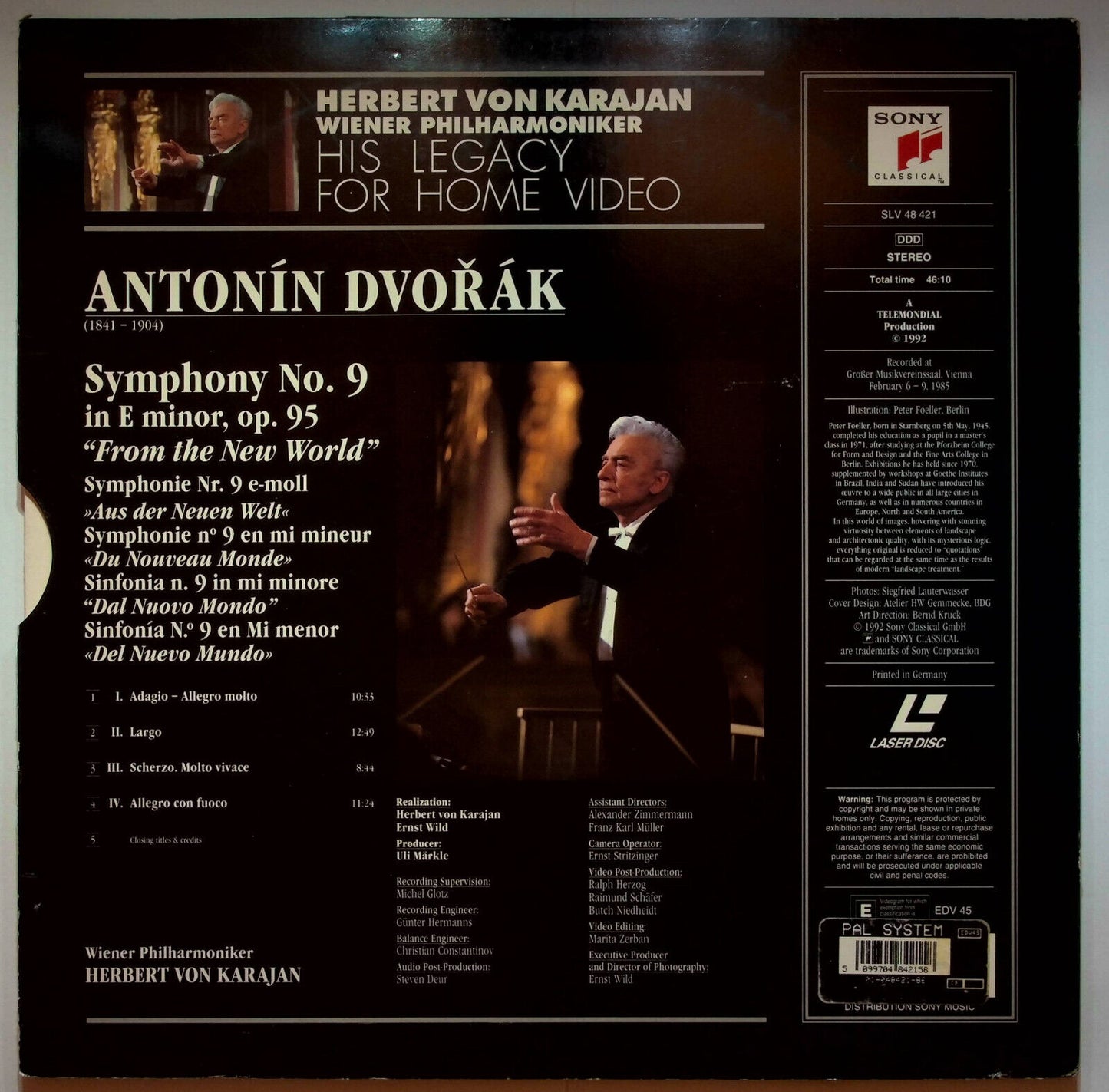 EBOND Herbert Von Karajan Symphony N°9 In E Minor Op 95 - Laser Disc Pal
