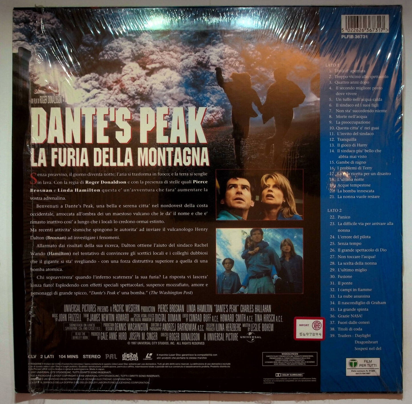 EBOND Dante's Peak La Furia Della Montagna - Laser Disc Pal