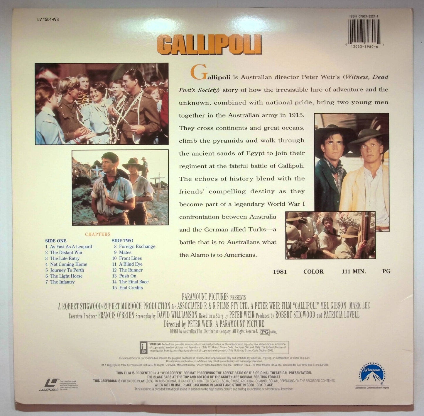 EBOND Gallipoli - Laser Disc Ntsc
