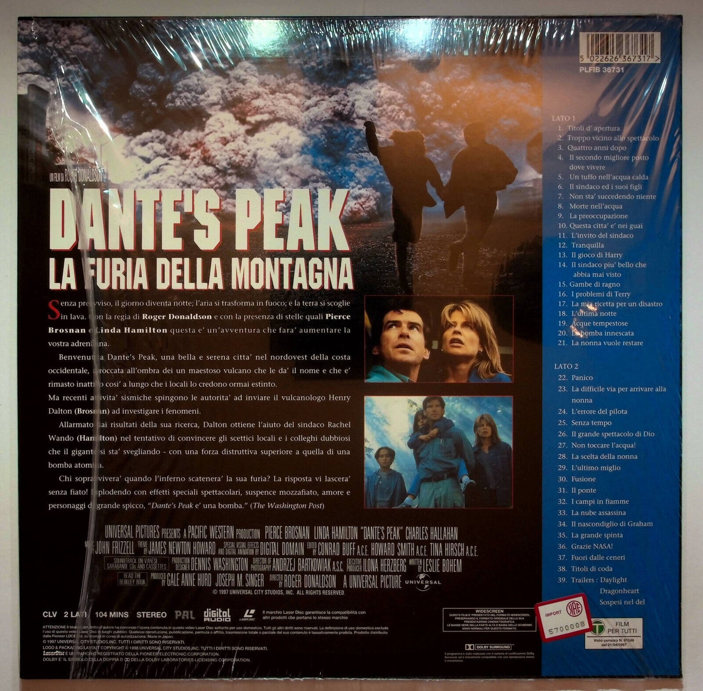 EBOND Dante's Peak La Furia Della Montagna - Laser Disc Pal