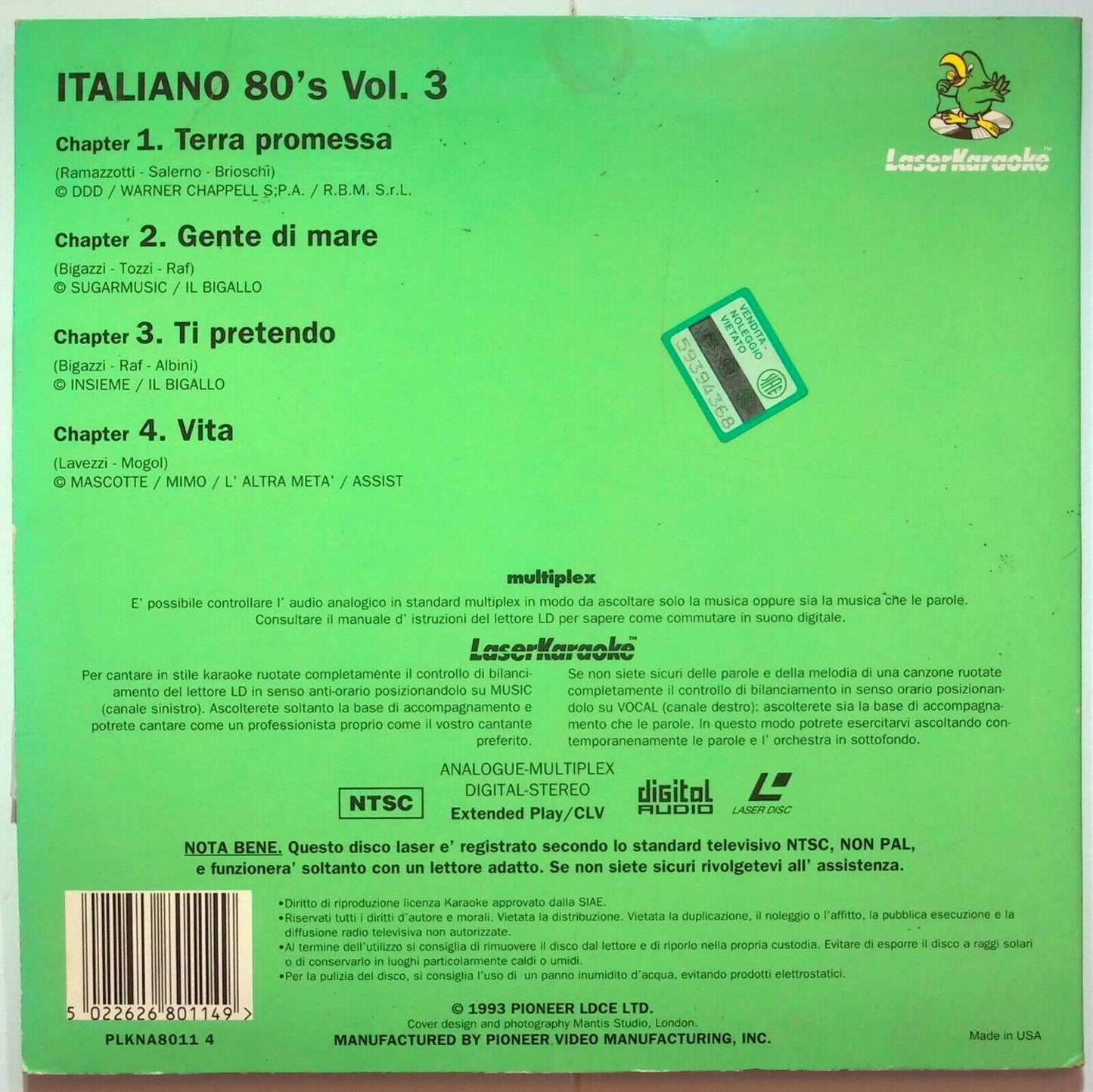 EBOND 80's Italiano Volume 3 Laserkaraoke - Laser Disc Ntsc