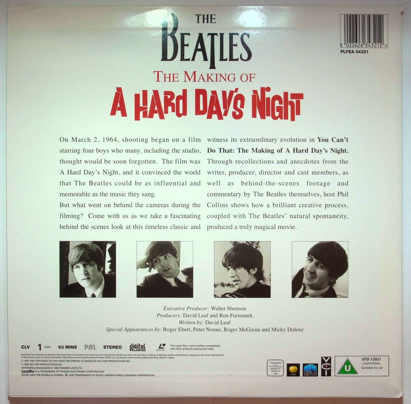 EBOND The Beatles – The Making Of A Hard Day's Night - Laser Disc Pal