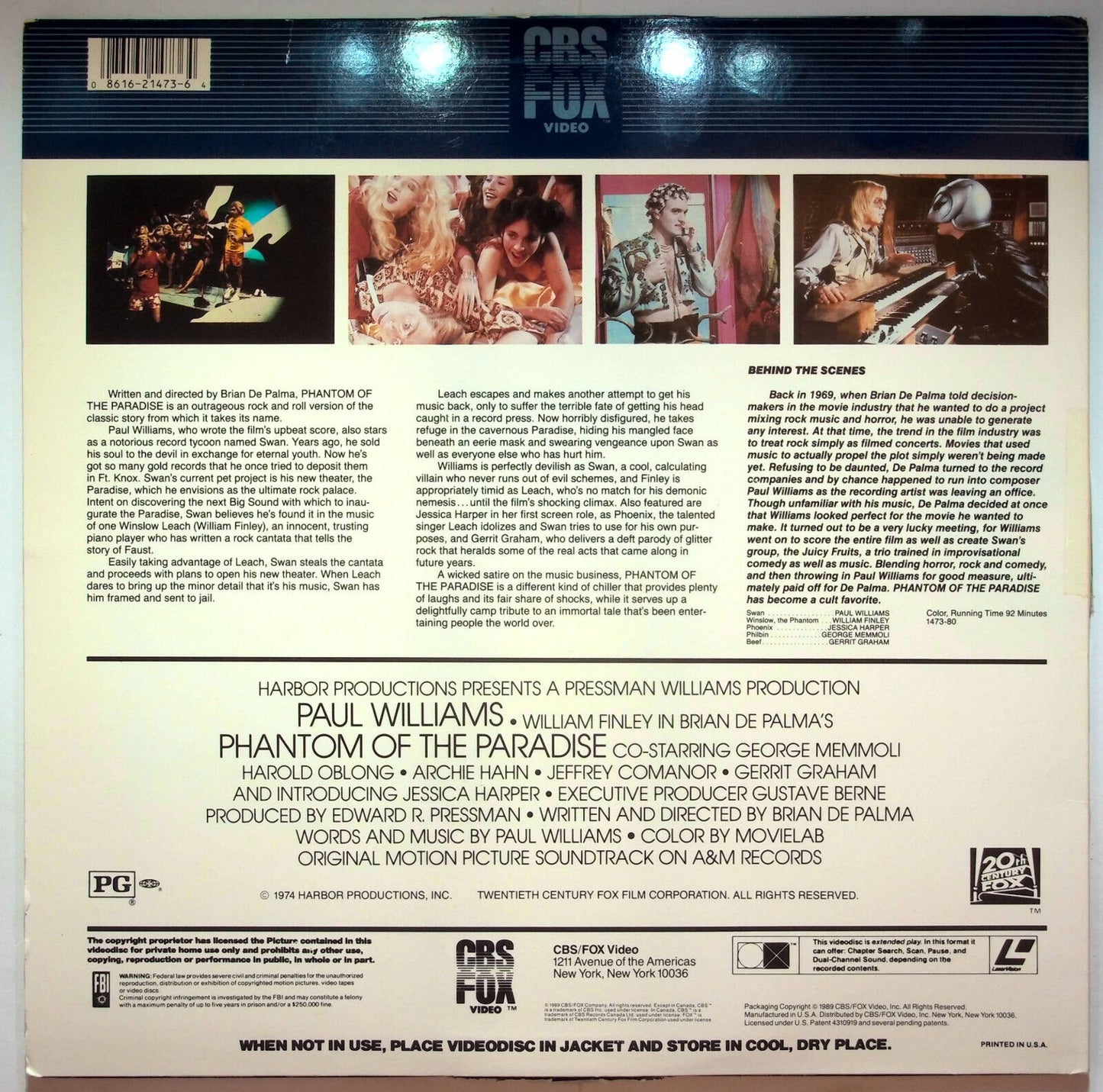 EBOND Phantom Of The Paradise - Laser Disc Ntsc