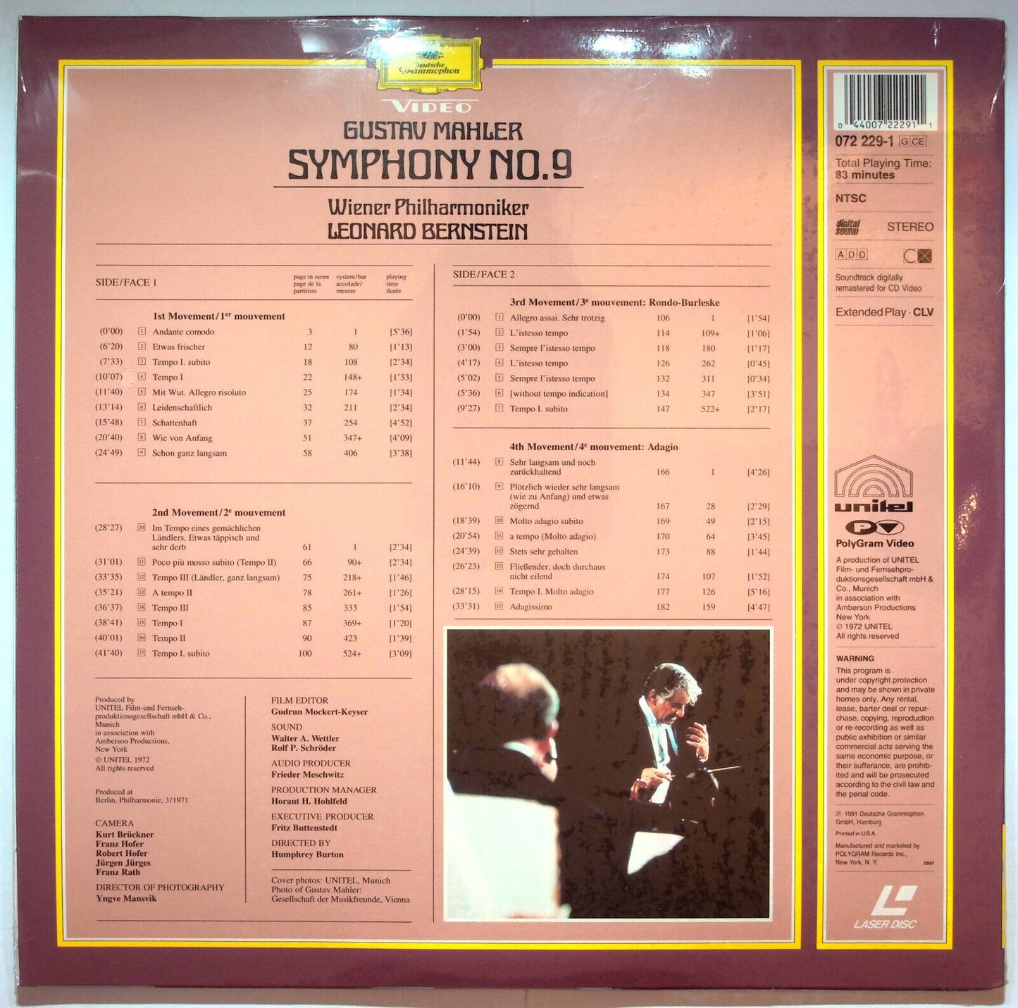EBOND Gustav Mahler - Symphony 9 - Wiener Philharmoniker - Laser Disc Pal