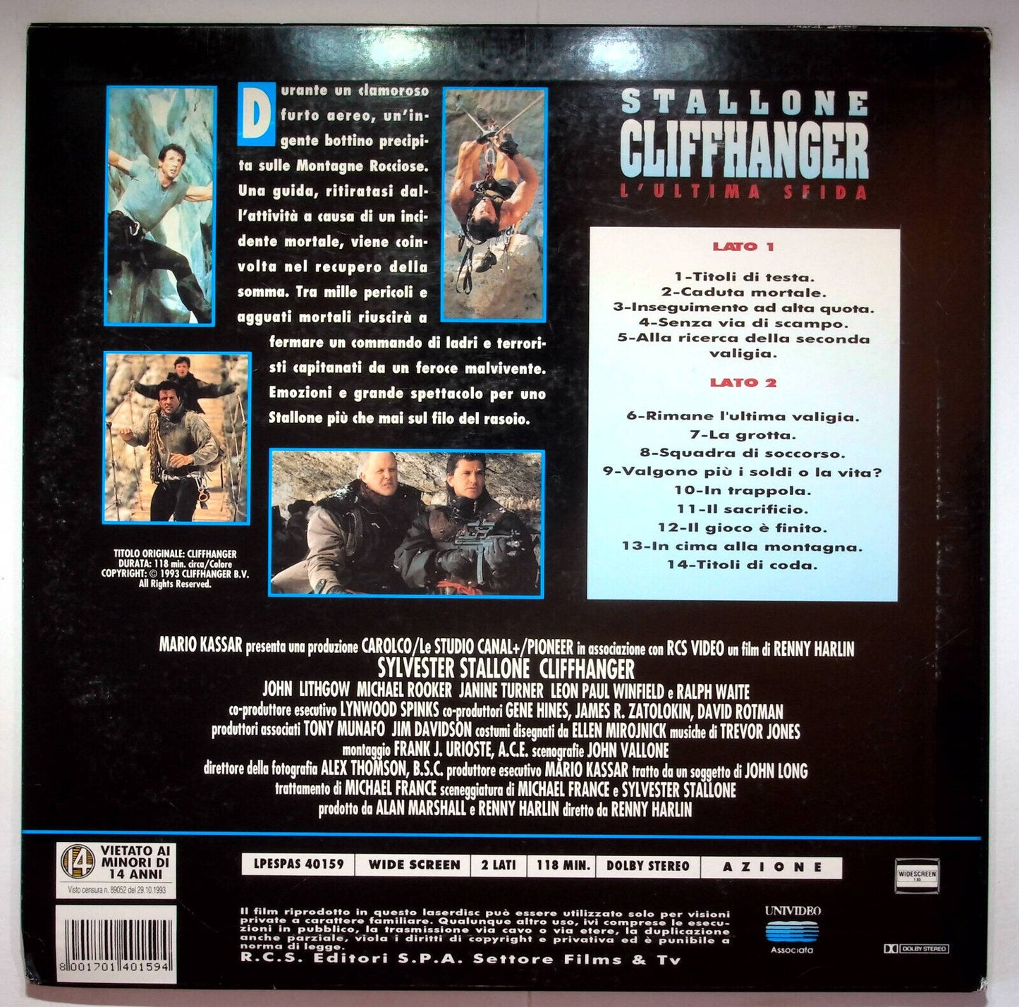 EBOND Cliffhanger - L'ultima Sfida - Laser Disc Pal