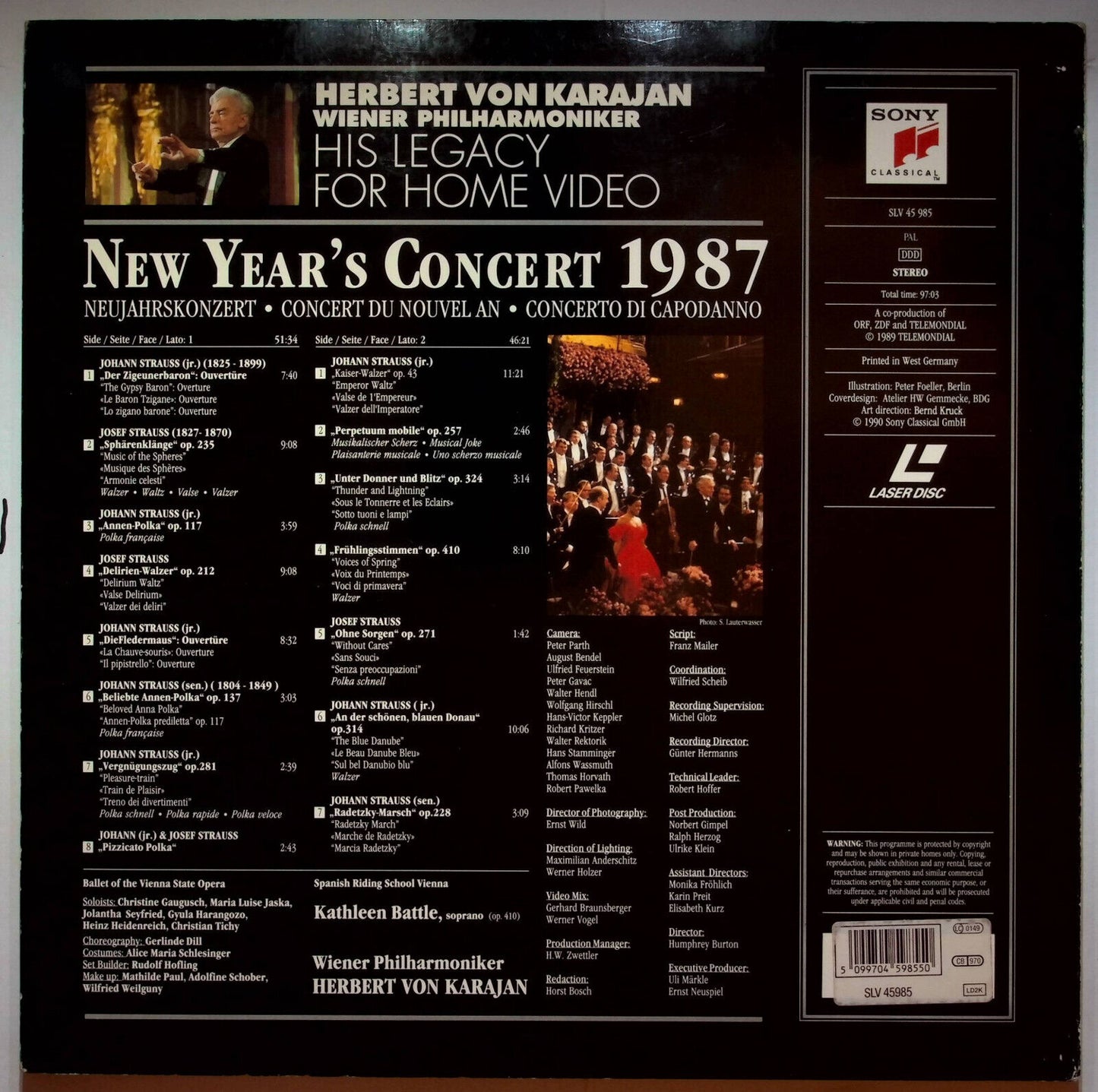 EBOND New Year's Concert Vienna 1987 - Herbert Von Karajan - Laser Disc Pal