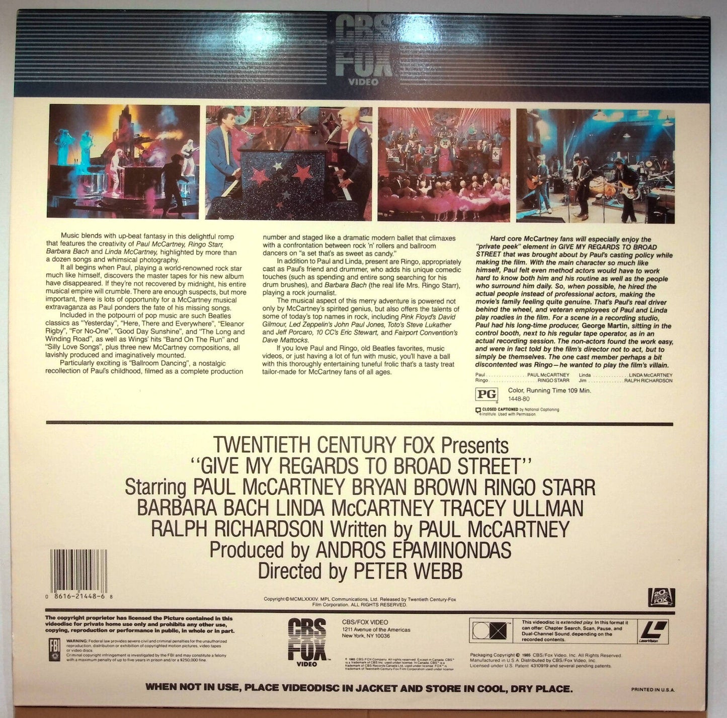 EBOND Give My Regards To Broad Street - Laser Disc Ntsc