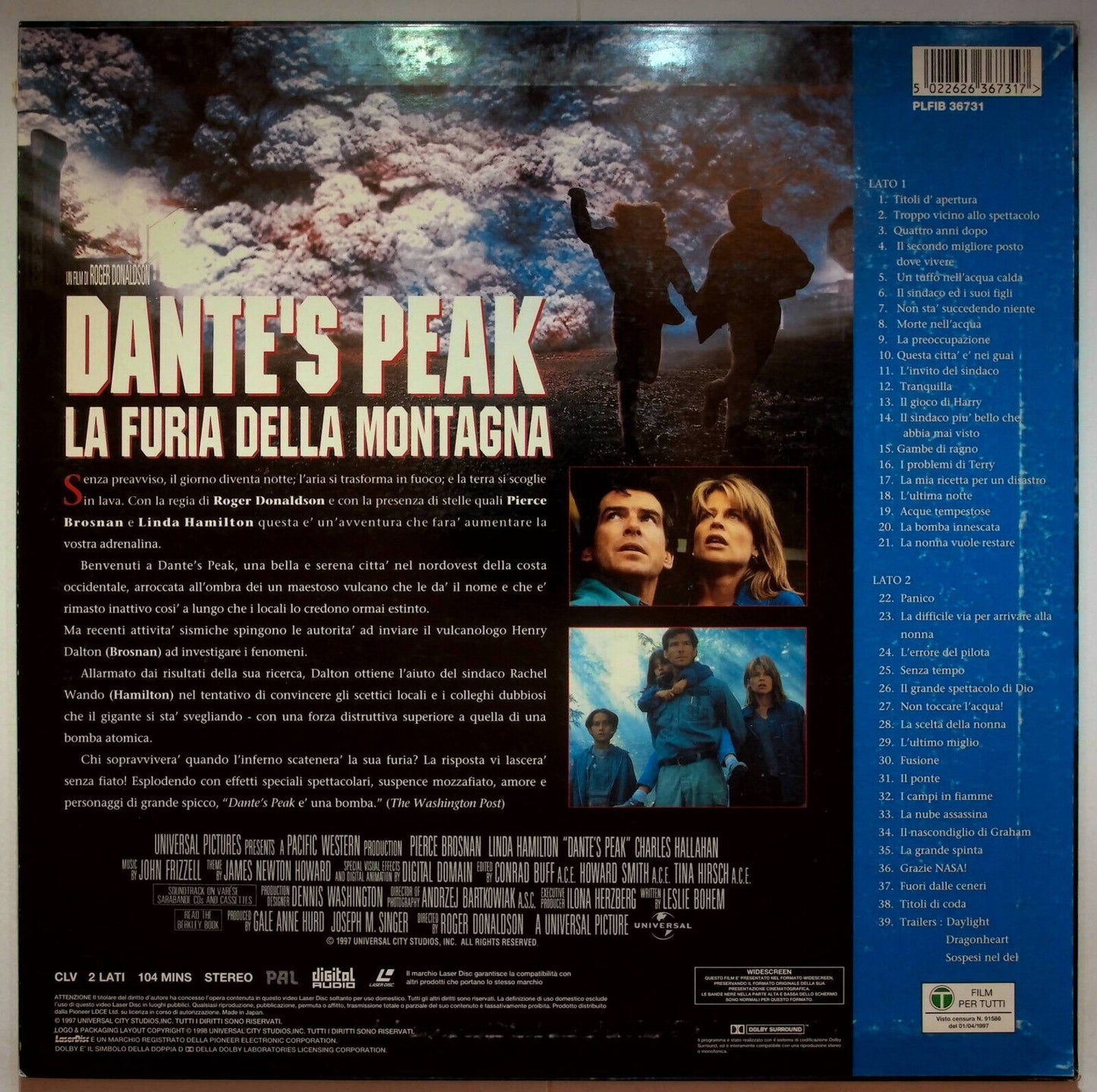 EBOND Dante's Peak La Furia Della Montagna - Laser Disc Pal