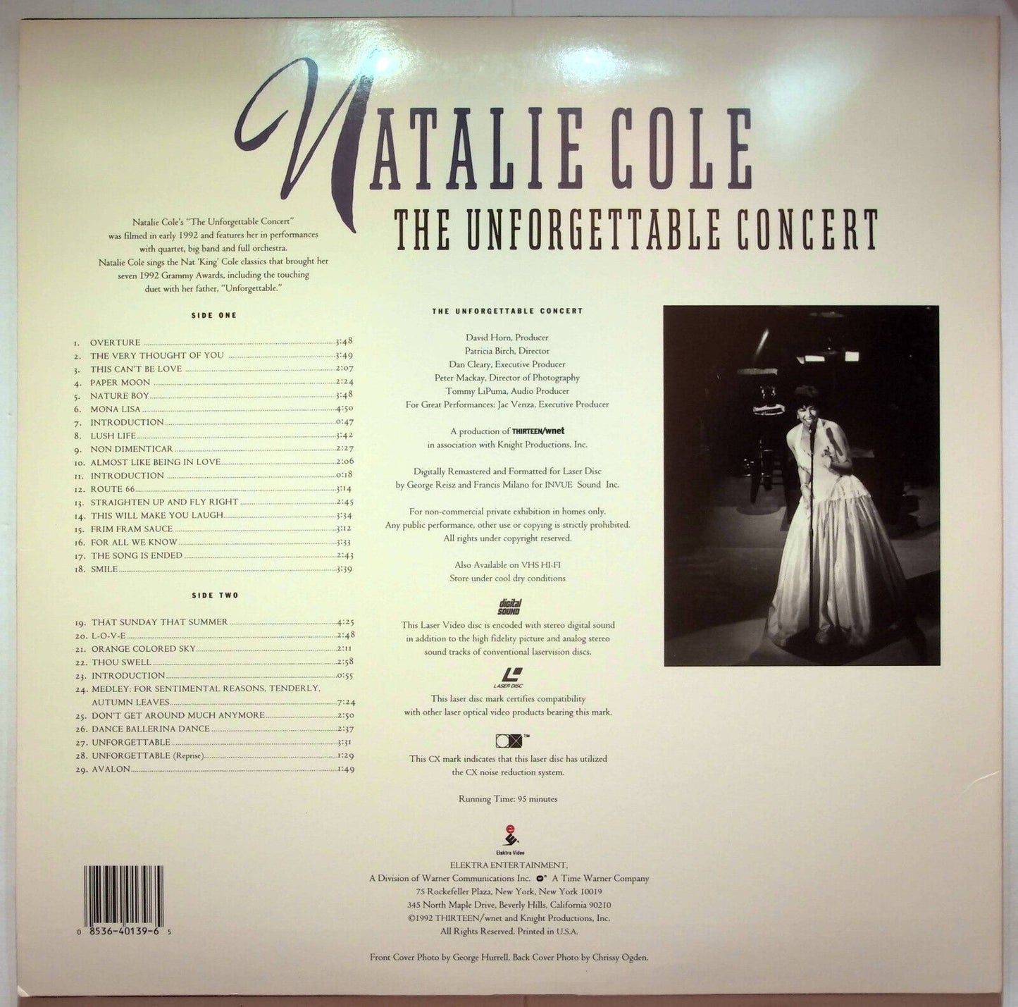 EBOND Natalie Cole The Unforgettable Concert - Laser Disc Ntsc