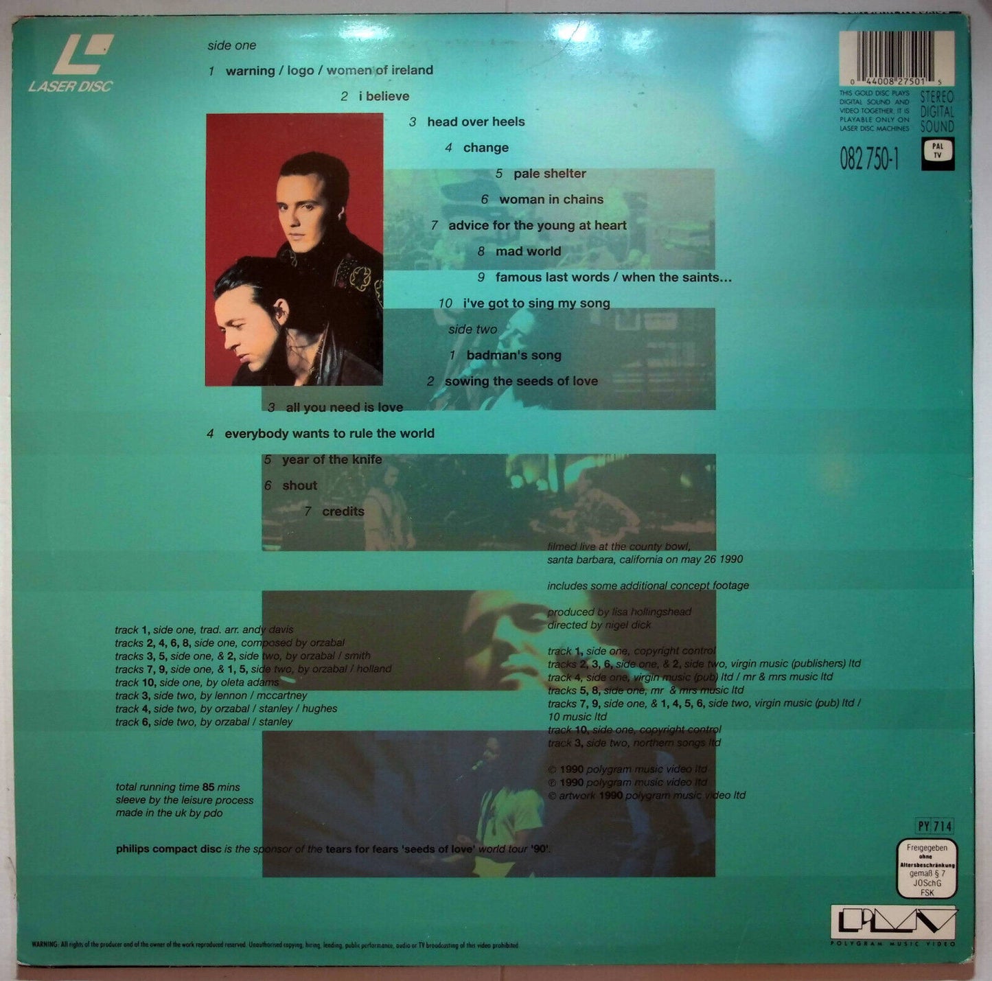 EBOND Tears For Fears: Going To California - Laser Disc Pal