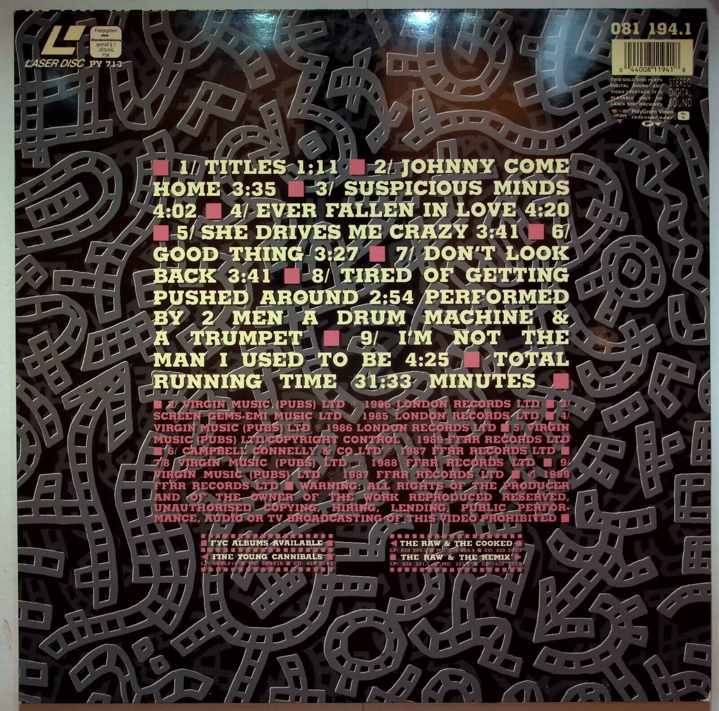 EBOND Fine Young Cannibals: The Raw & The Cooked - Laser Disc Pal