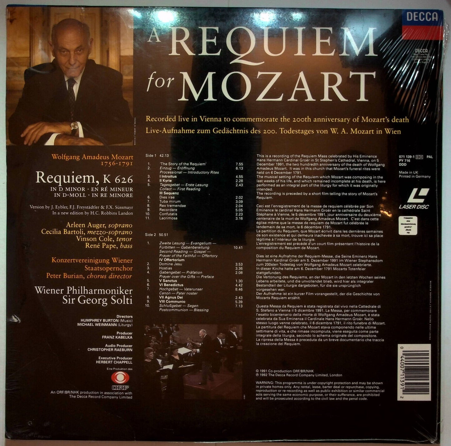 EBOND Mozart Requiem Vienna Philharmonic Solti - Laser Disc Pal