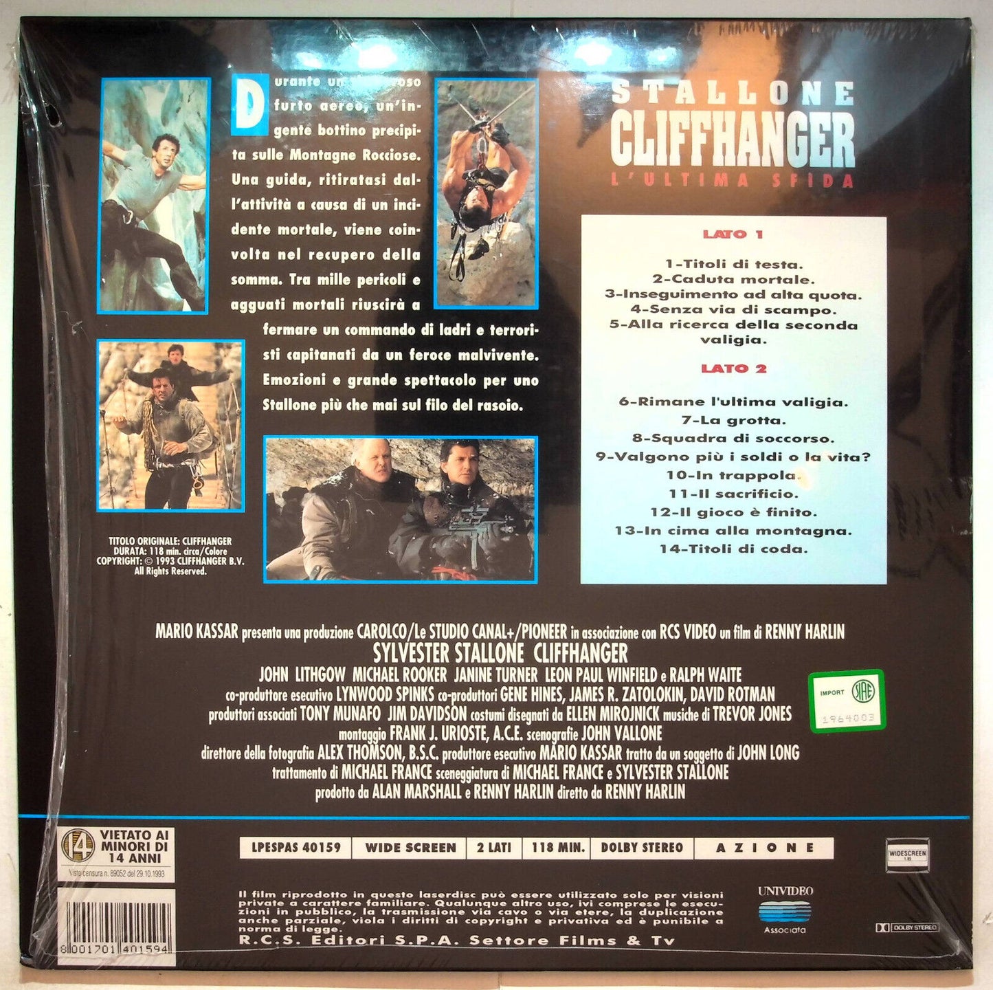 EBOND Cliffhanger - L'ultima Sfida - Laser Disc Pal