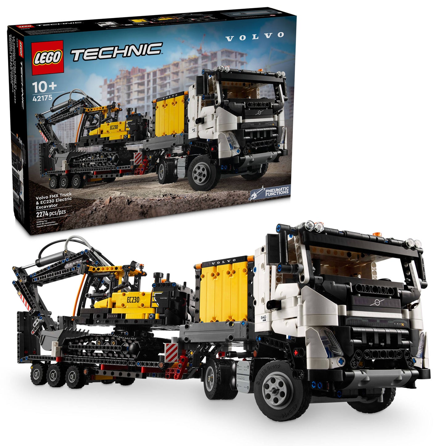 LEGO 42175 Autocarro Volvo FMX ed Escavatore elettrico EC230