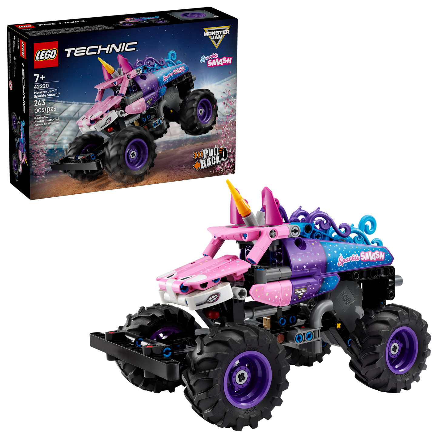 LEGO 42220 Monster Jam™ Sparkle Smash™ a retrocarica