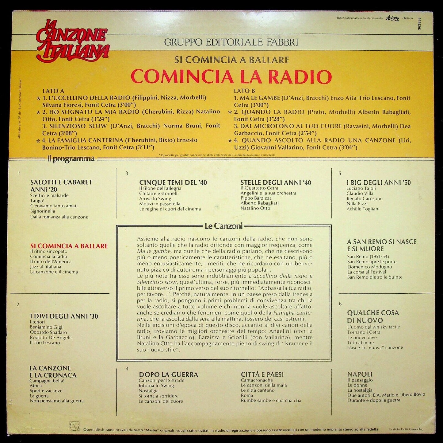 EBOND La Canzone Italian - Comincia La Radio Vinile V063131