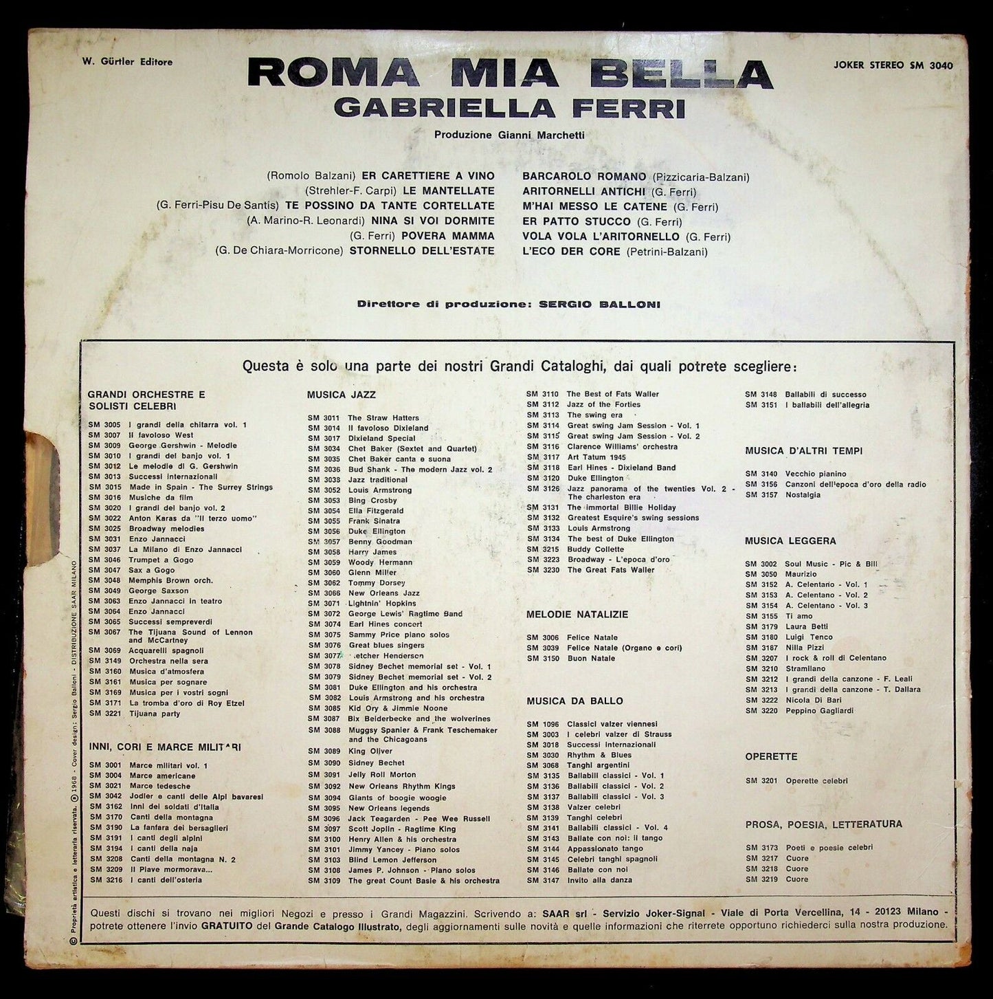 EBOND Gabriella Ferri Roma Mia Bella Vinile V063035