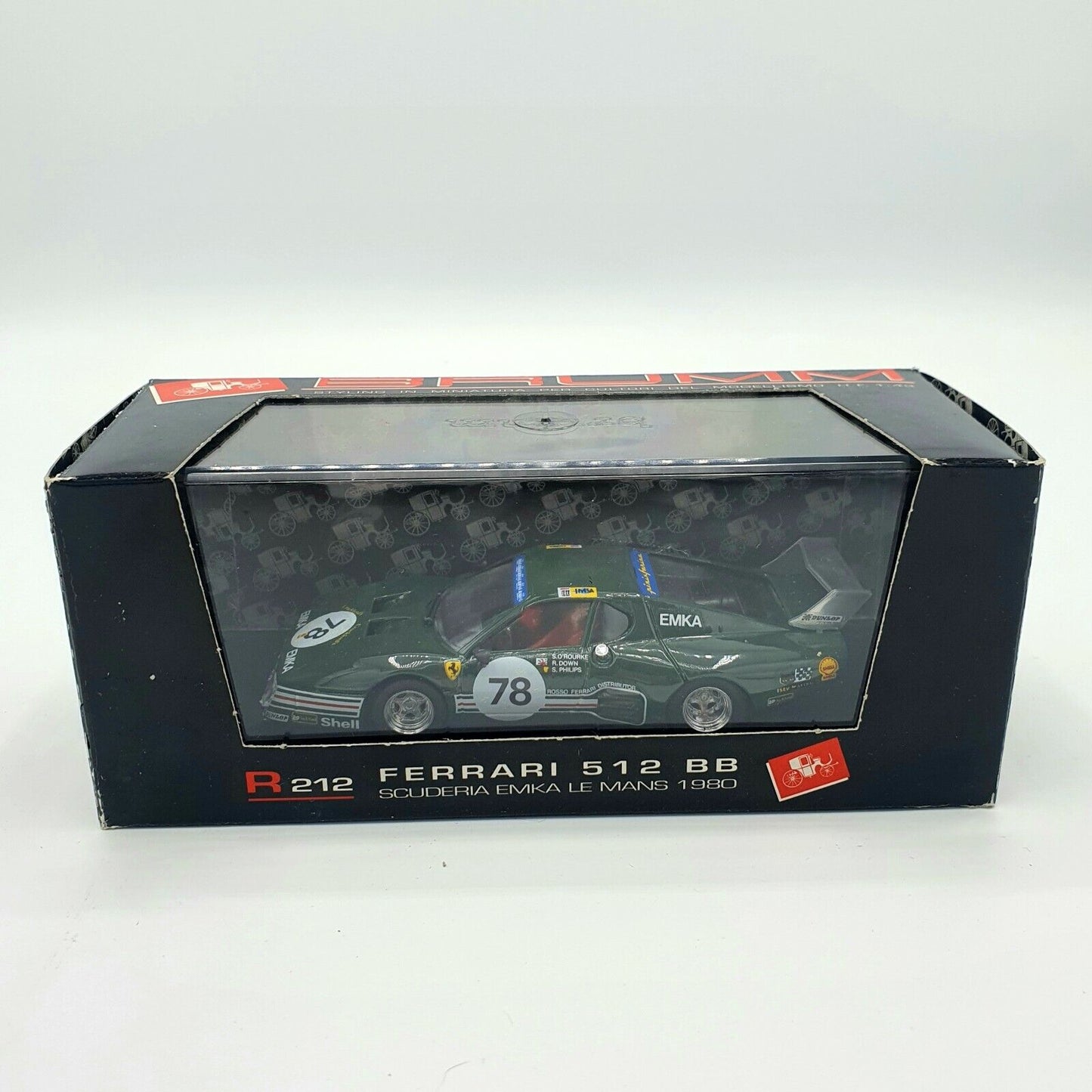 EBOND Modellino Auto Ferrari 512 BB Scuderia EMKA LE MANS 1980 BRUMM Scala 1:43-S016.