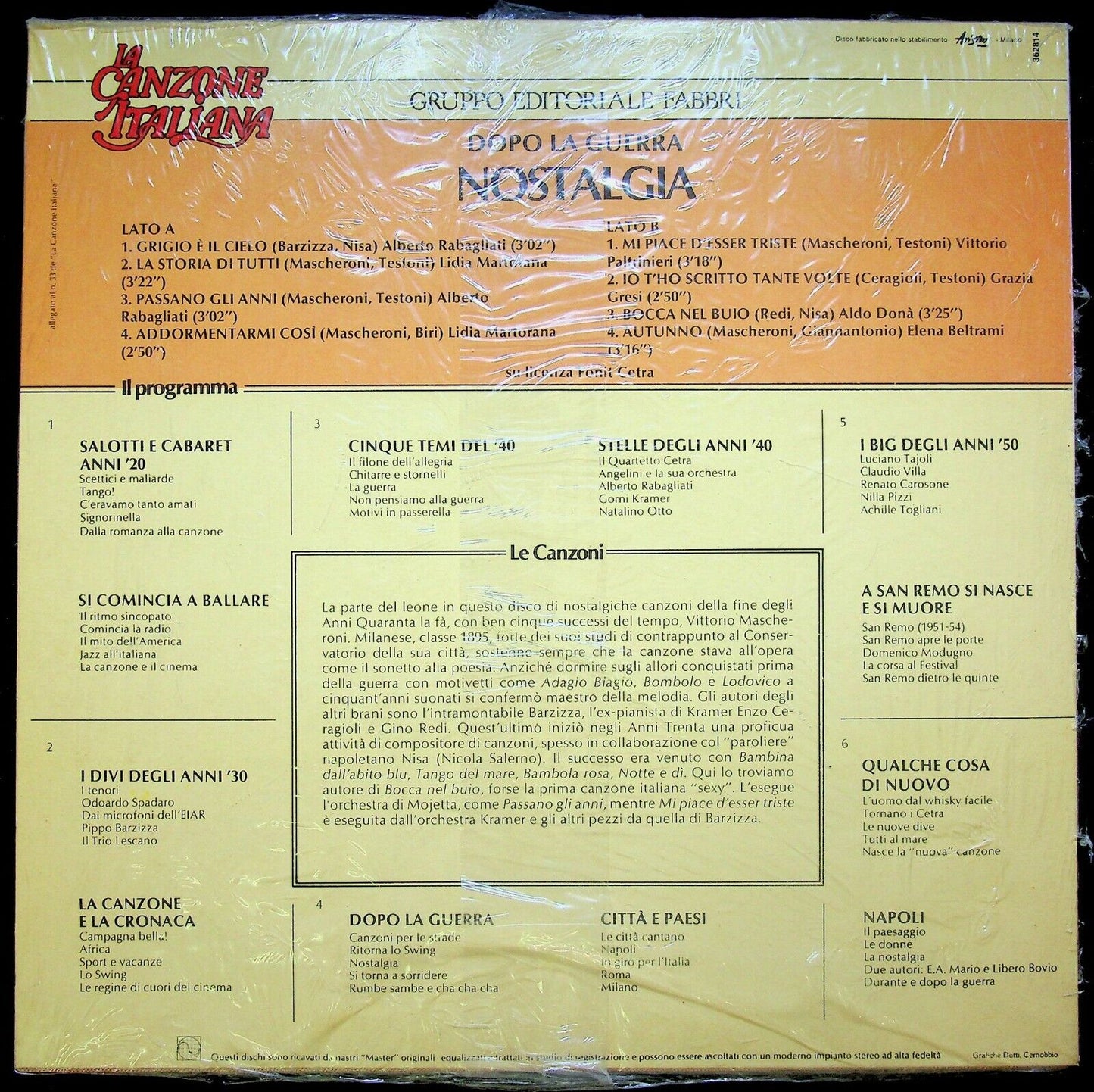 EBOND La Canzone Italiana - Nostalgia Vinile V063129