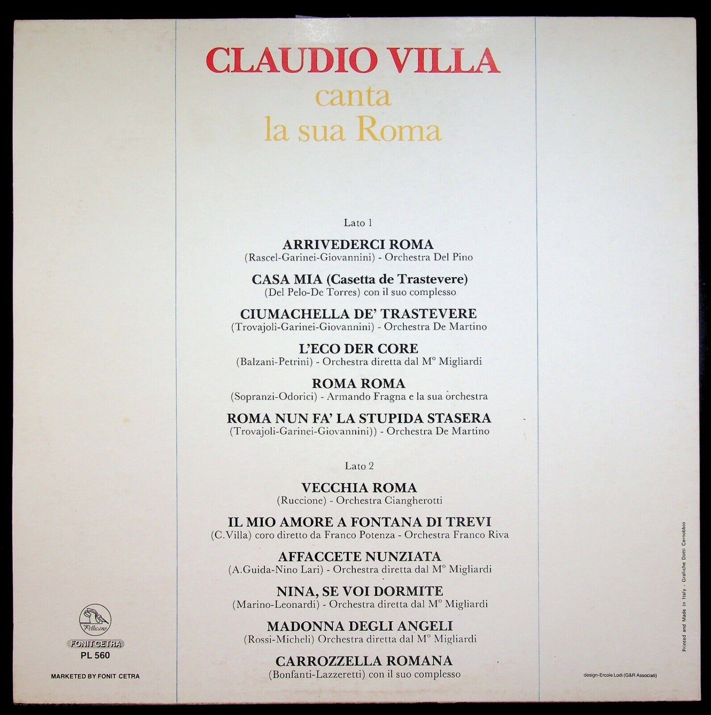 EBOND Claudio Villa Canta La Sua Roma Vinile V062026