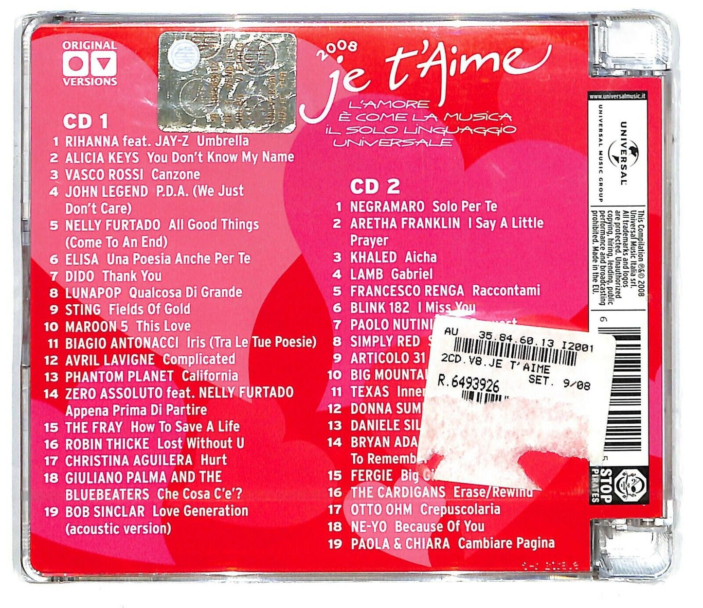 EBOND Various ‎- Je T'aime 2008 CD CD033536