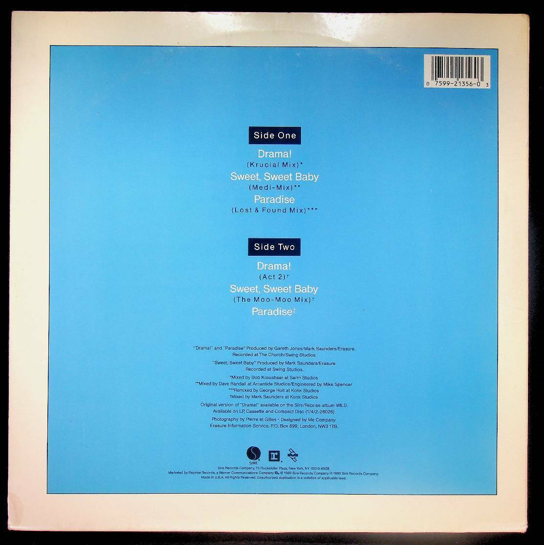 EBOND Erasure - Drama! - Sire - 0-21356 -- V056129 Vinile V056129