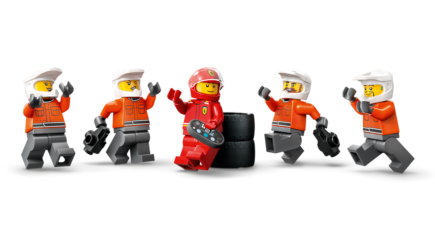 LEGO 60443 Pitstop e meccanici con monoposto Ferrari F1®