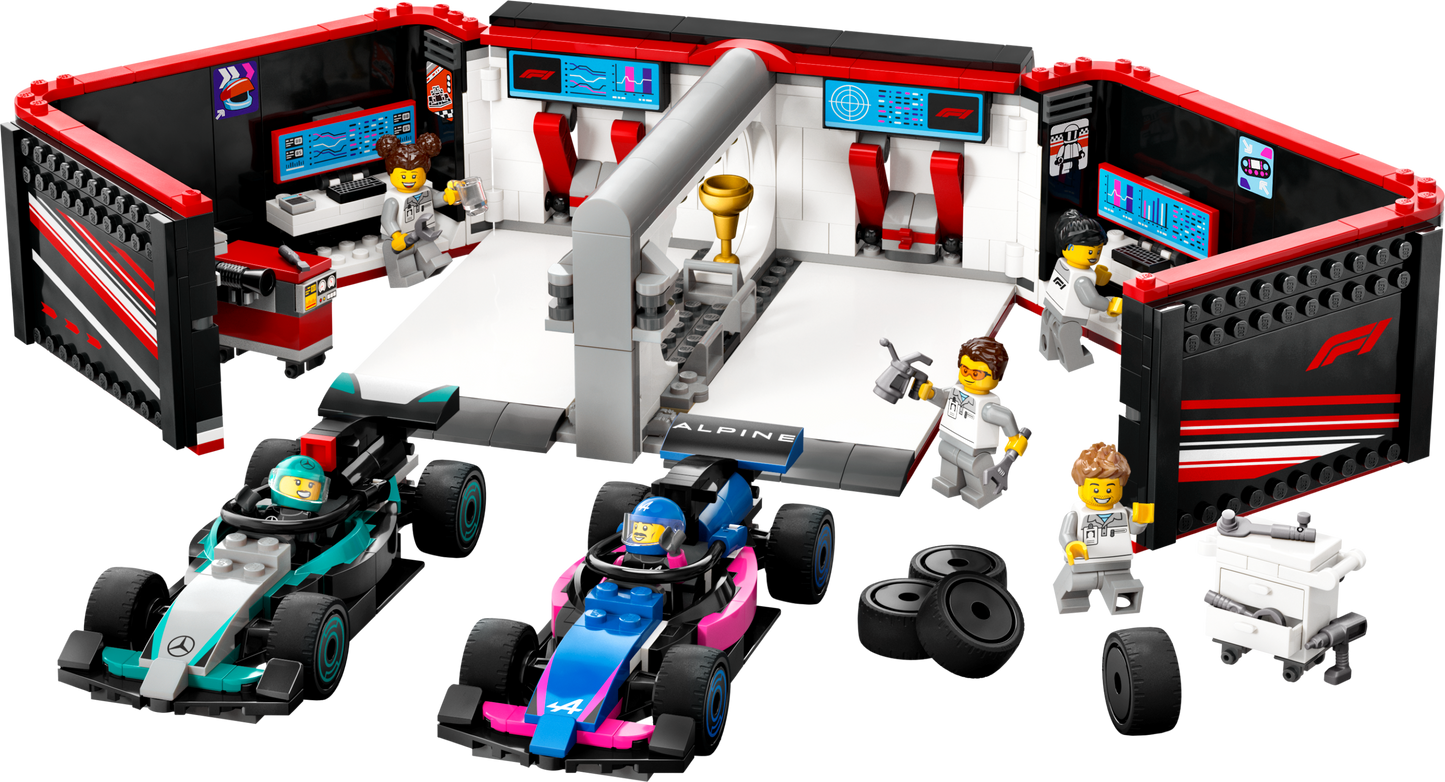 LEGO 60444 Garage con monoposto Mercedes-AMG e Alpine F1®