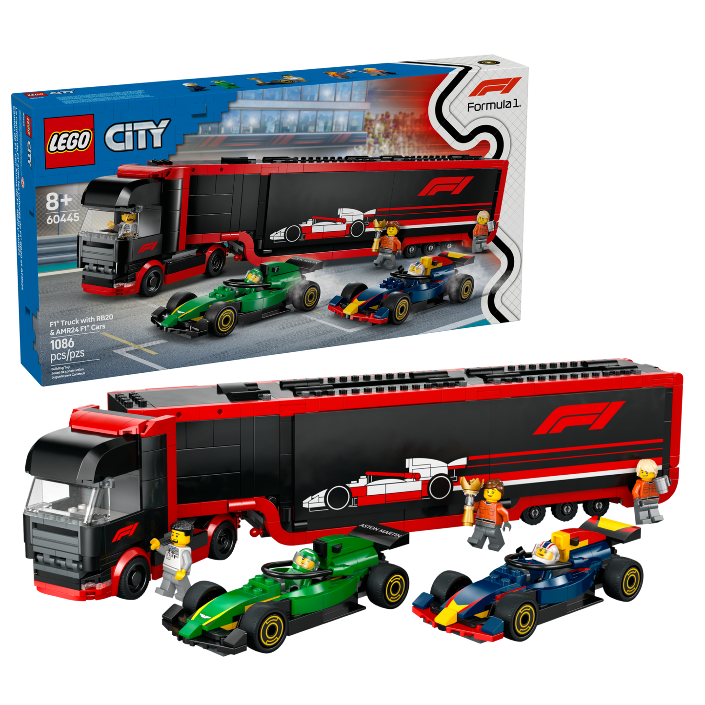 LEGO 60445 Autotrasportatore F1® con monoposto RB20 e AMR24 F1®