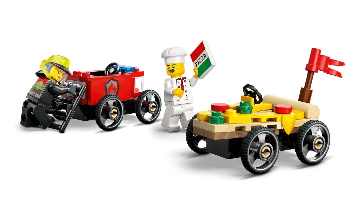 LEGO 60458 Pack veicoli da corsa: pizzaiolo contro pompiere