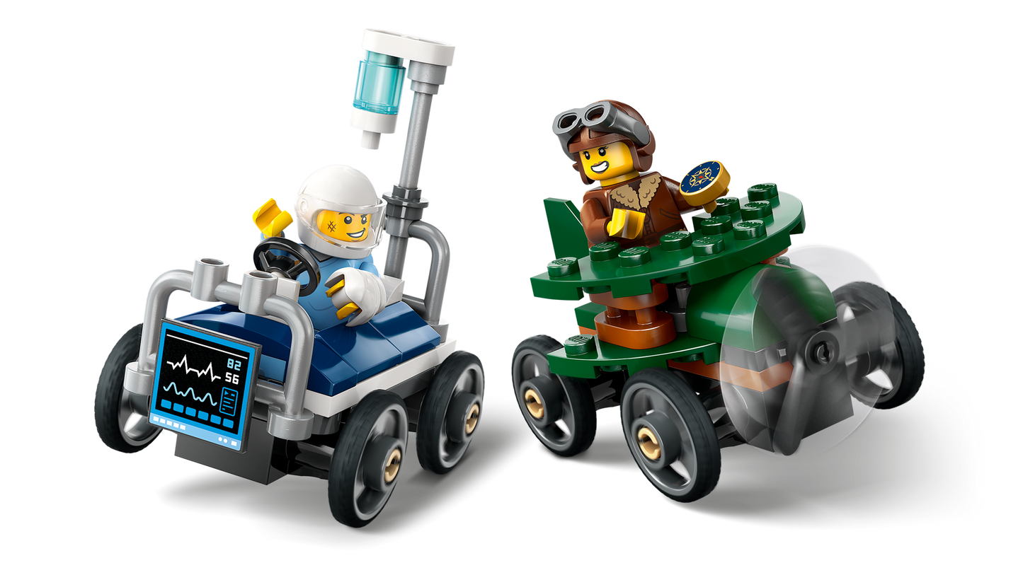LEGO 60459 Pack veicoli da corsa: aereo contro letto d’ospedale