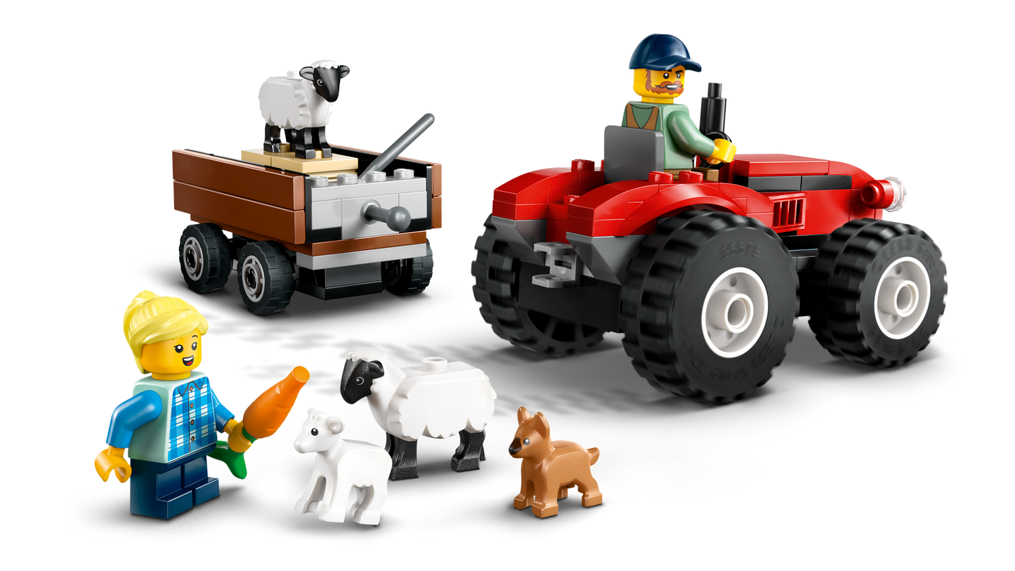 LEGO 60461 Trattore agricolo rosso con rimorchio e pecore