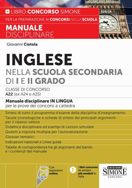 Inglese Nella Scuola Secondaria Di I e Ii Grado. Classe Di Concorso A22 (ex A24 e A25) - Ciotola, Giovanni