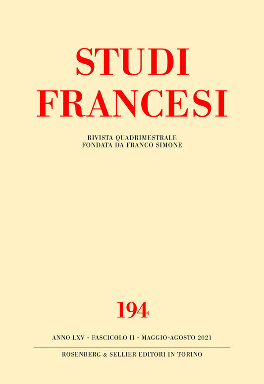 Studi Francesi. Vol. 194: Baudelaire Et Son Cenacle