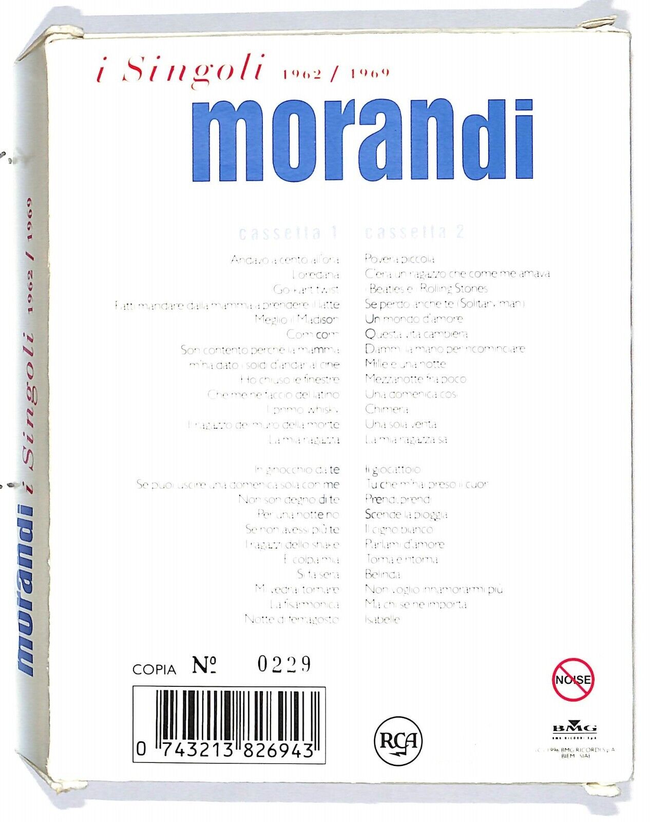 EBOND Morandi - I Singoli 1962 1969 Edizione Numerata N. 0229 Cassetta CA000428