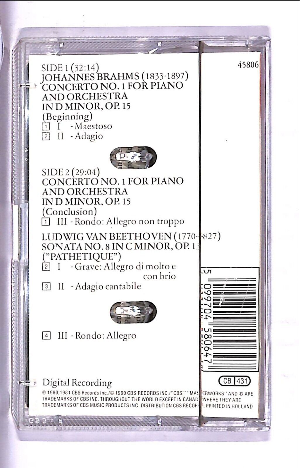 EBOND Brahms - Piano Concerto No.1 Cassetta CA000703