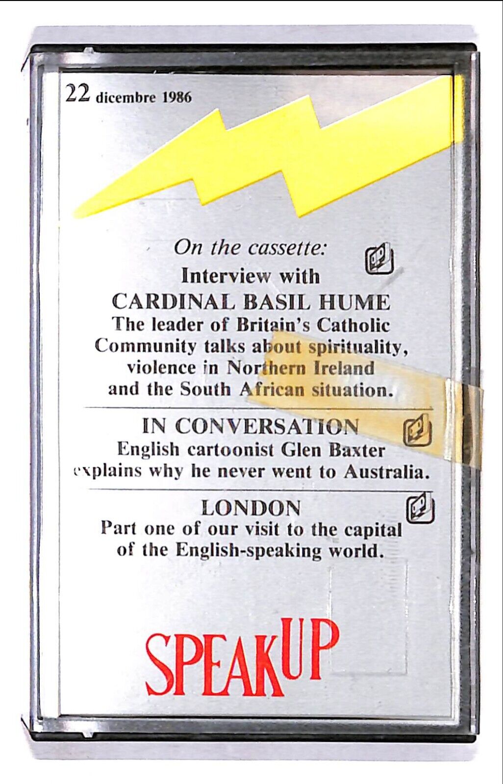EBOND Various - Speakup 22 Dicembre 1986 Cassetta CA000813