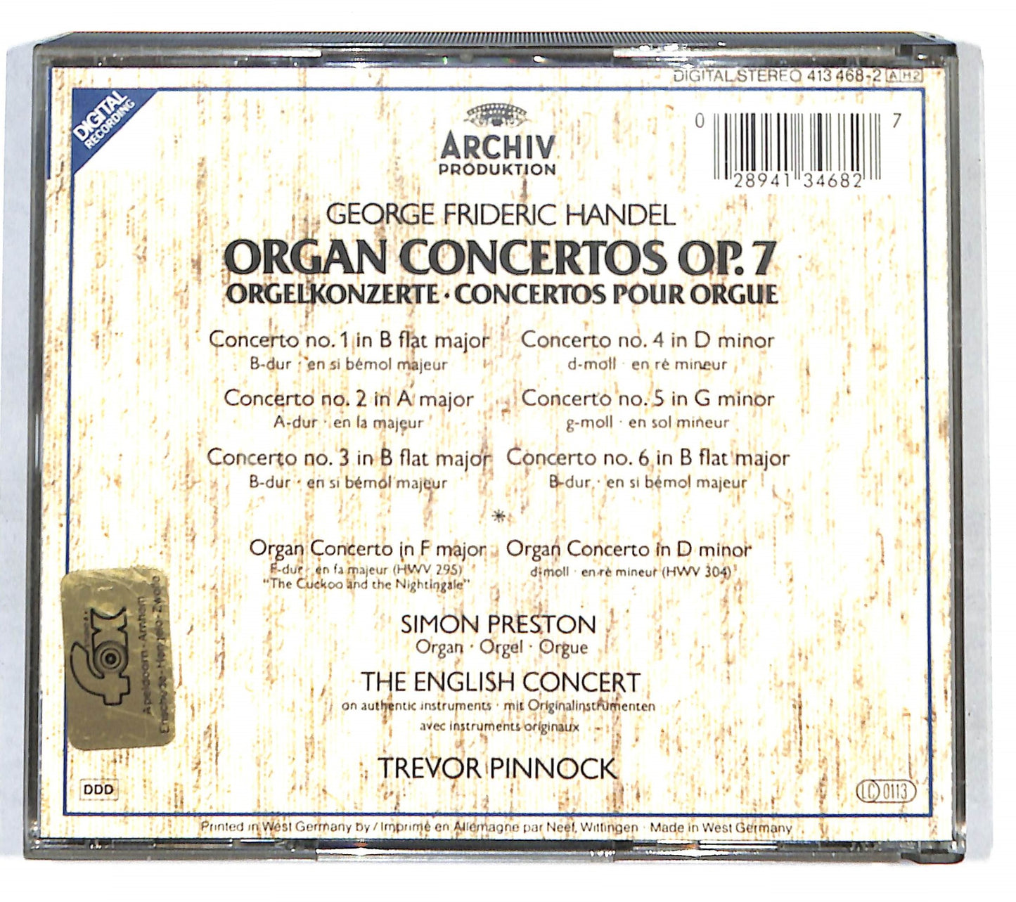 EBOND Handel - Organ Concertos Op.7 - The English Concert (2 dischi) CD CB034602