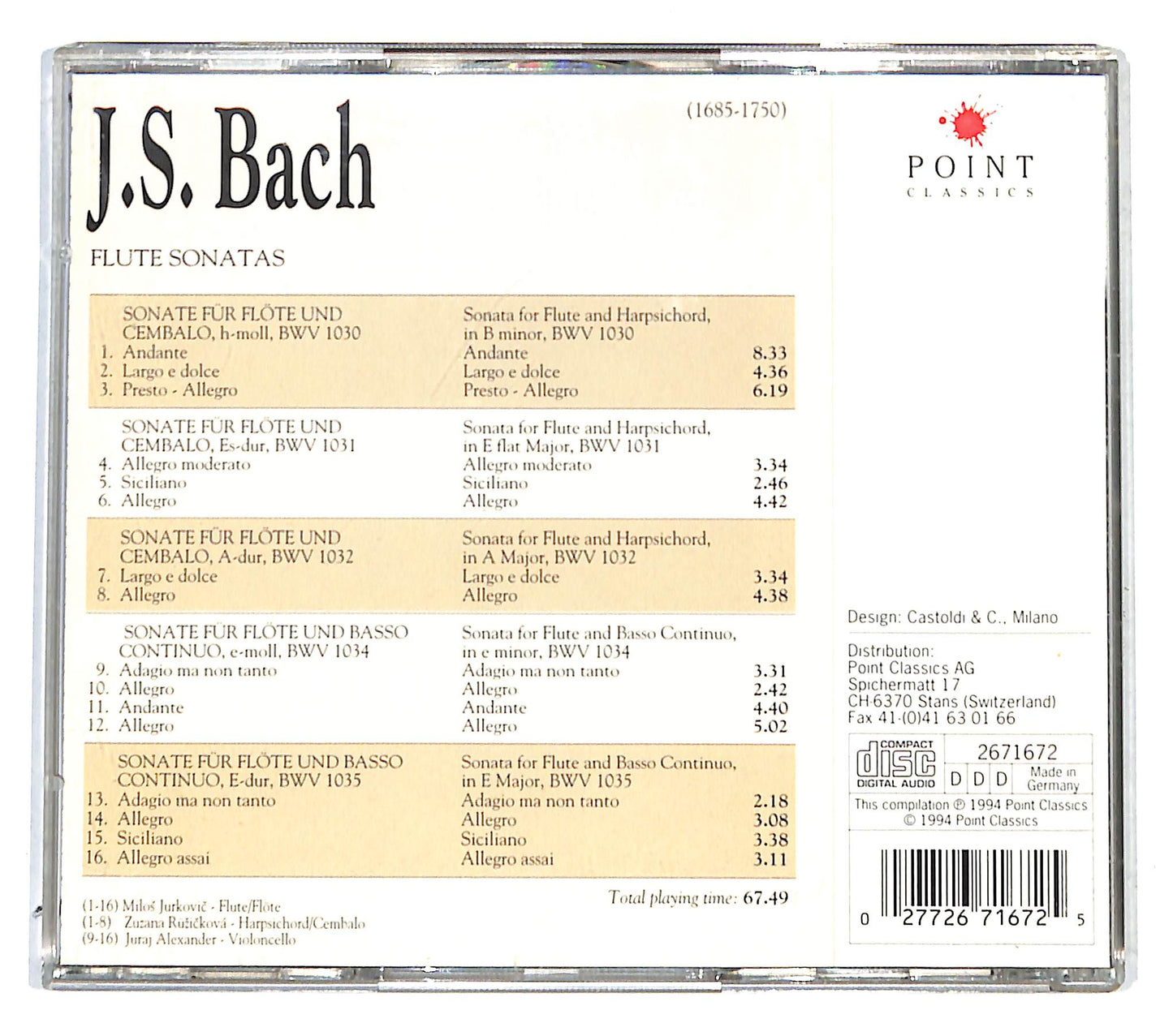 EBOND Bach - Flute Sonatas CD CB034616